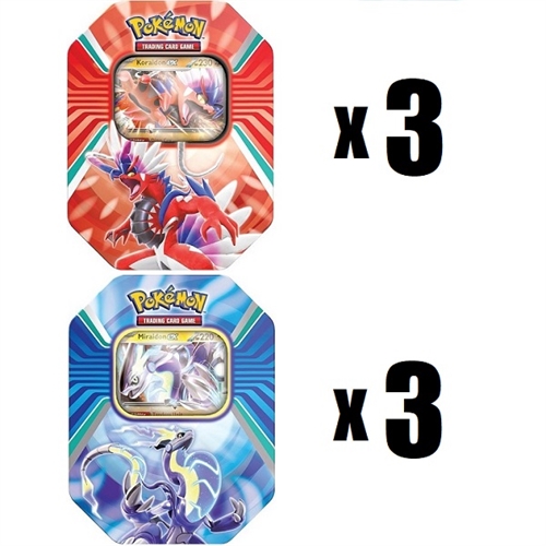 3x Koraidon EX og 3x Miraidon EX Tin - Paldea Legends Collector's Tin - Pokemon kort (Case)